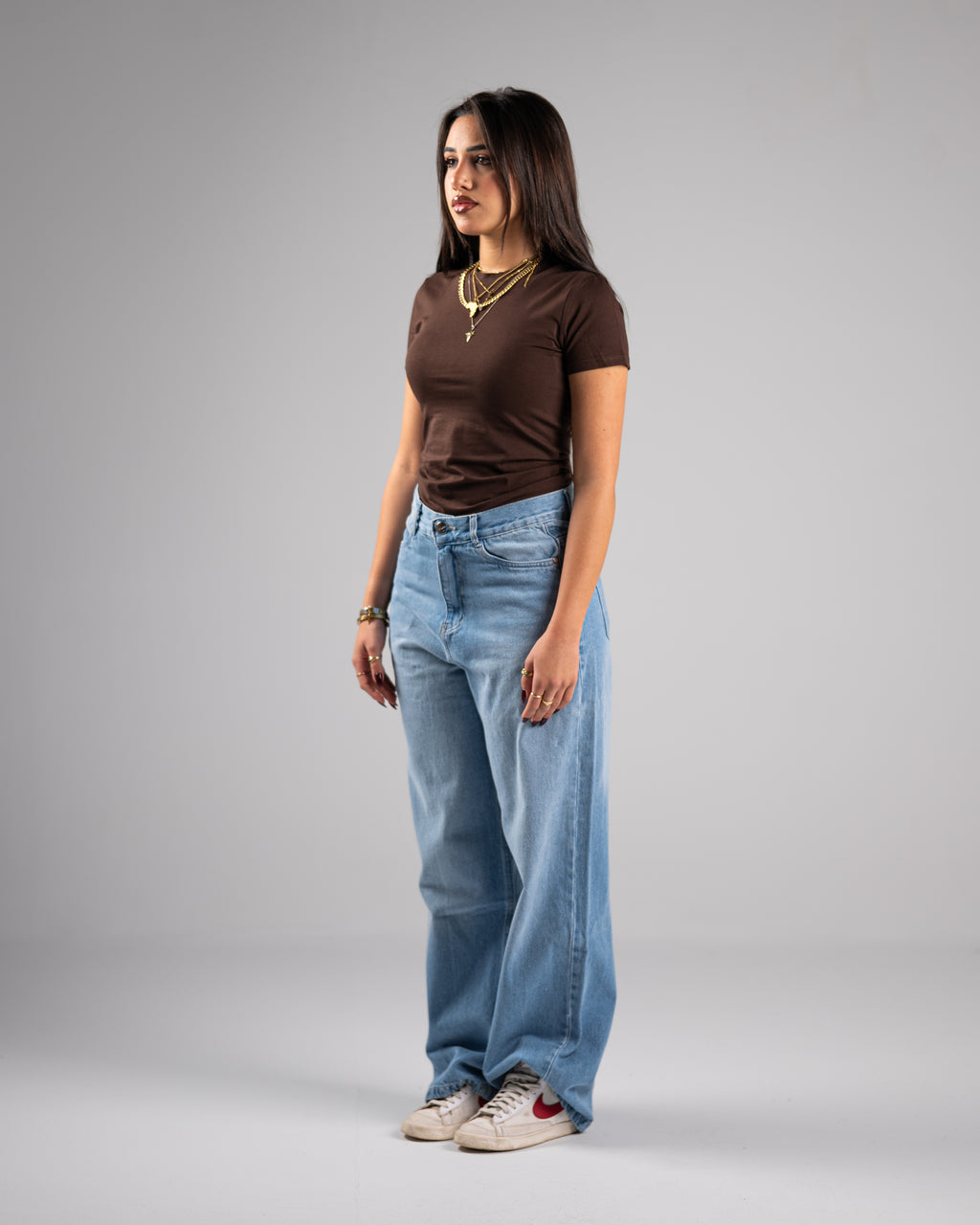 Brown Short Sleeve basic Top