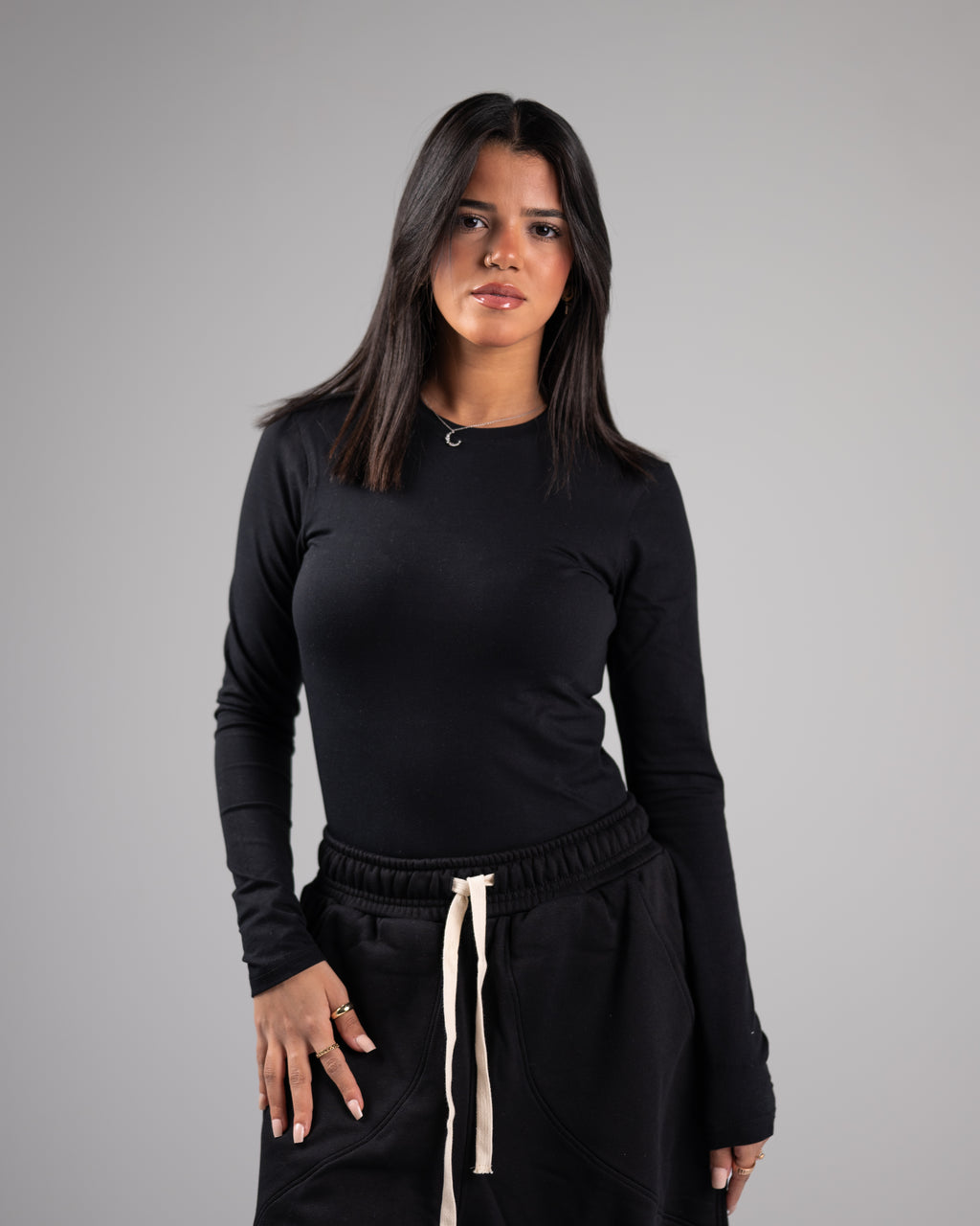 Black Long Sleeve Basic Top