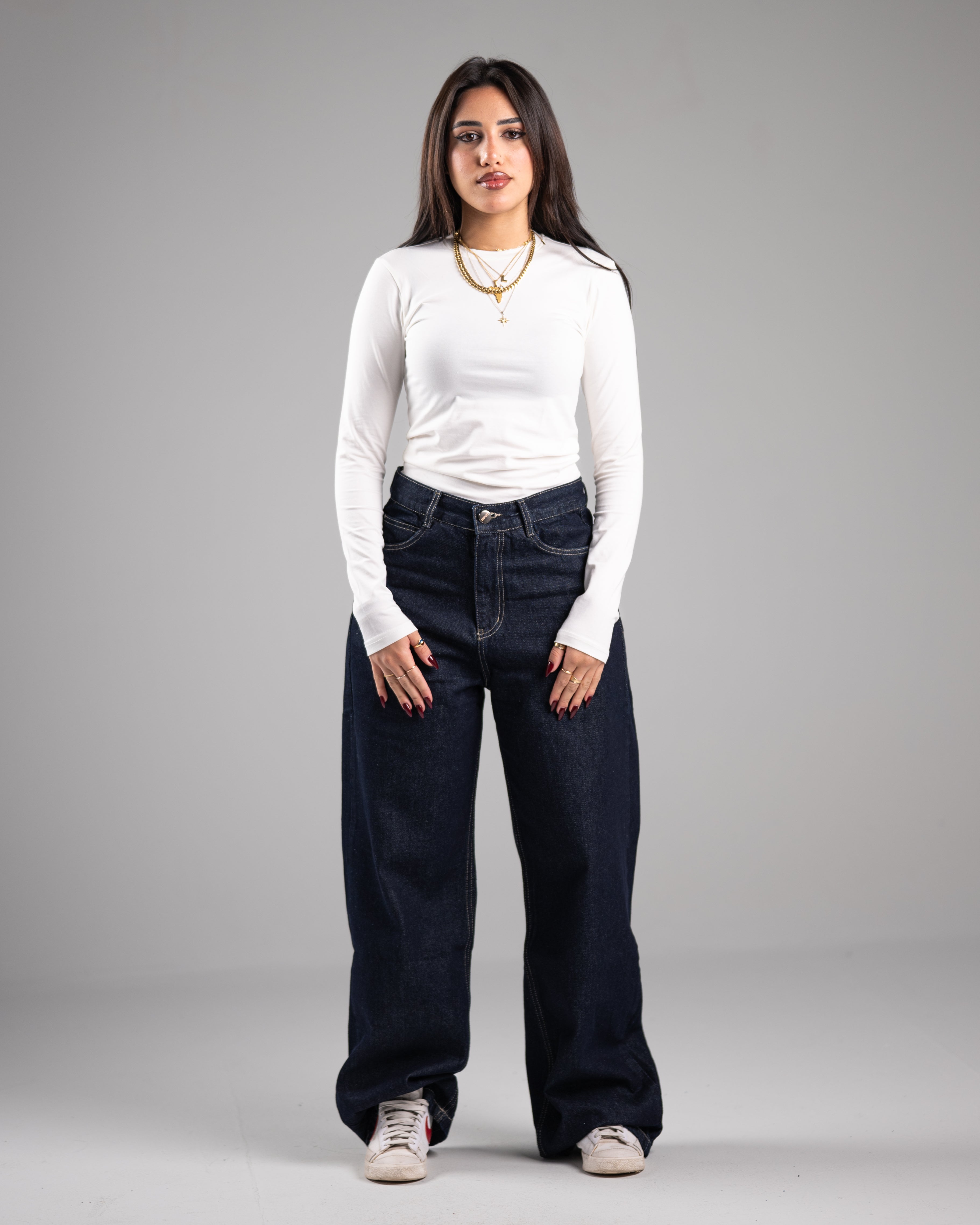 Off White Long Sleeve Basic Top