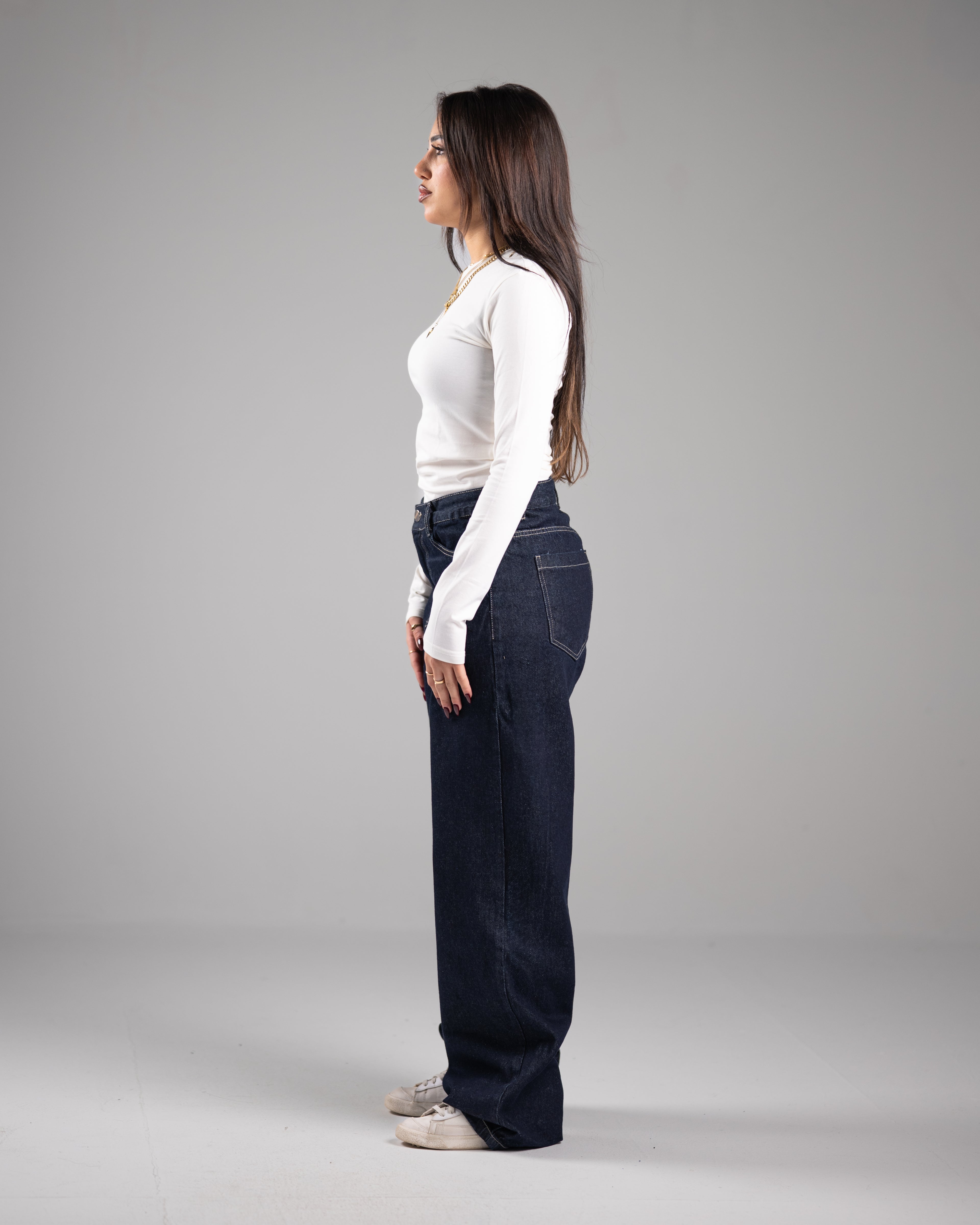 Off White Long Sleeve Basic Top