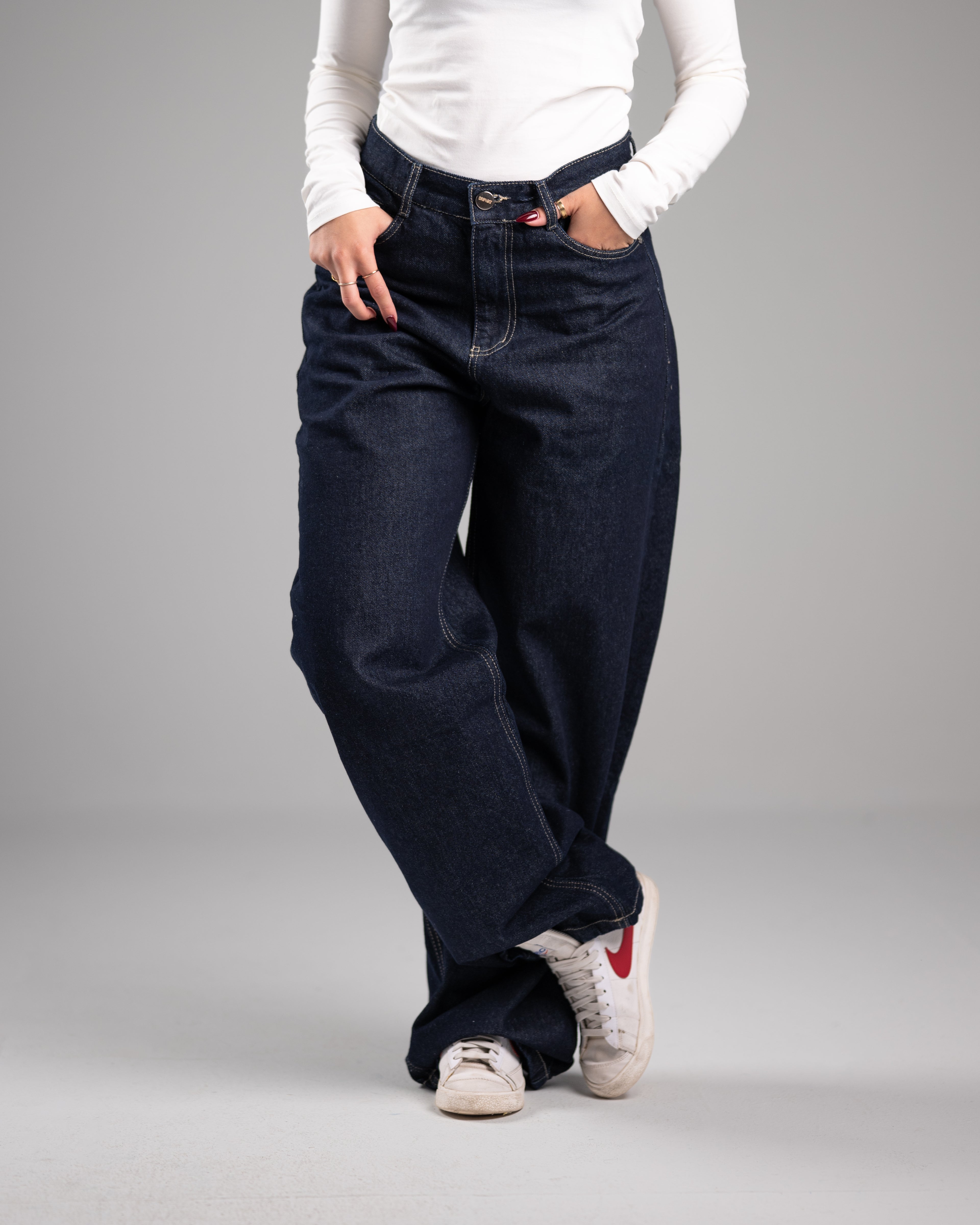 Navy Blue Denim Pants