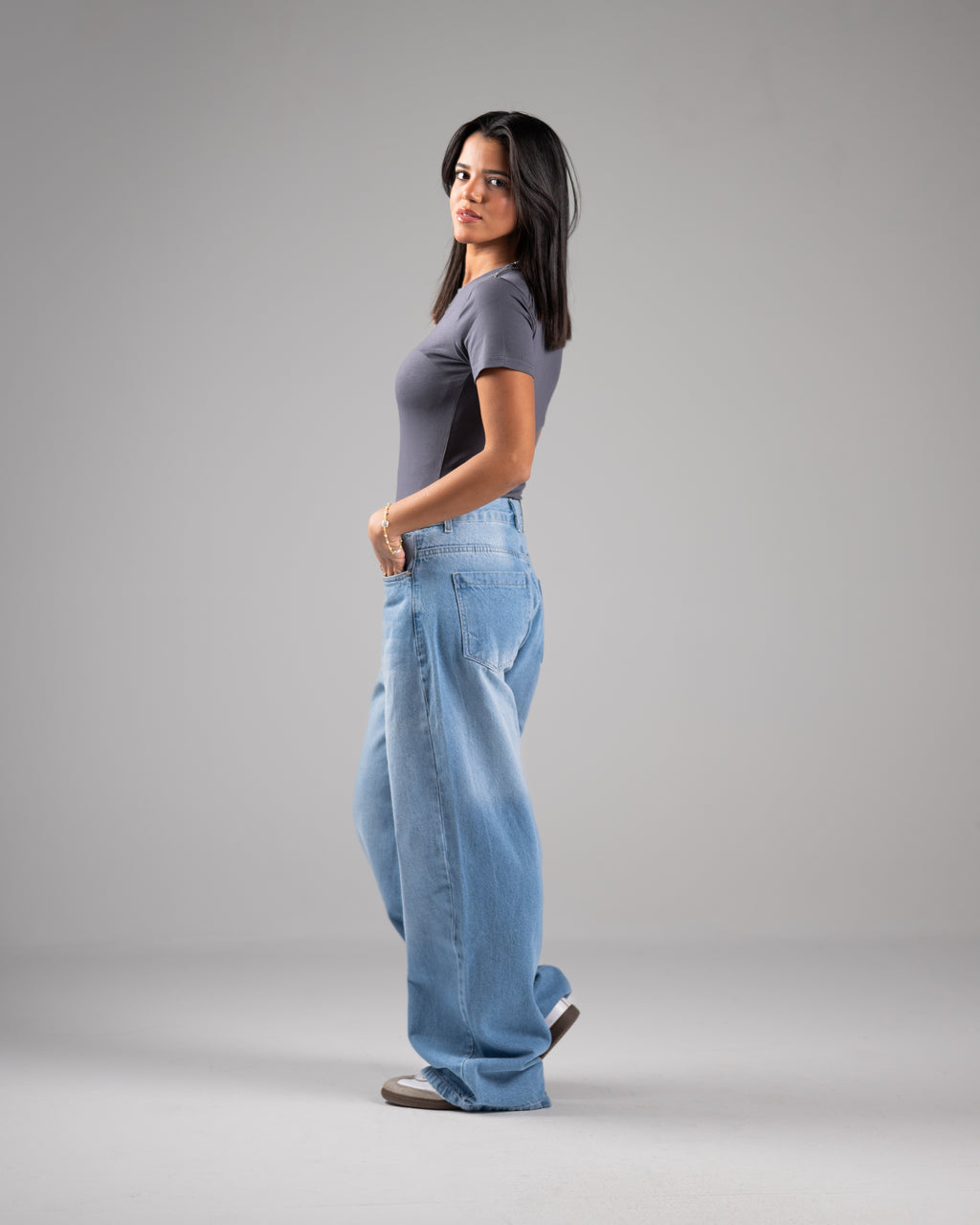 Grey Short Sleeve basic Top