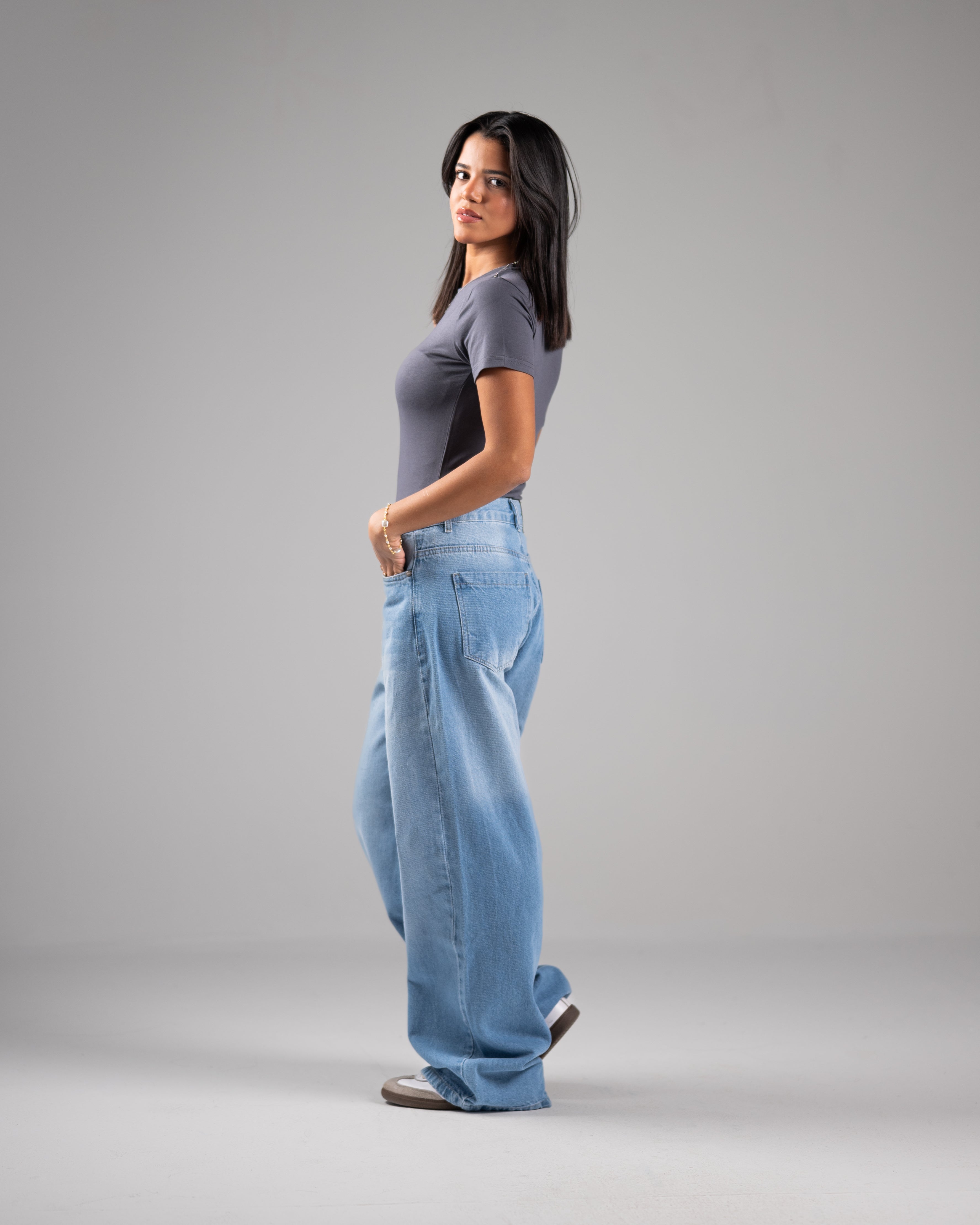 Grey Short Sleeve basic Top